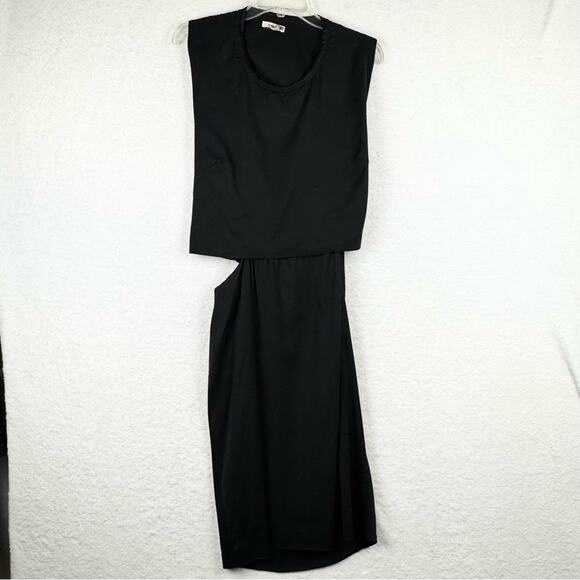 Helmut Lang Womens Black Sleeveless Side Cutout Layered Sheath Dress 0 Cocktail - Picture 3 of 16